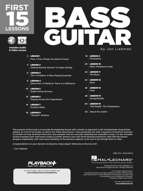 First 15 Lessons - Bass Guitar