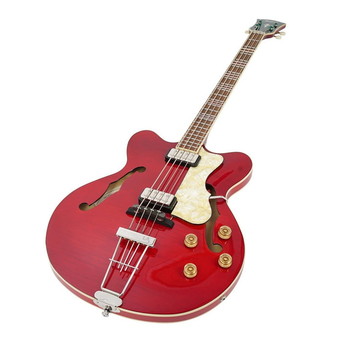 Hofner Verythin Bass CT - Transparent Red