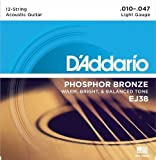 D'Addario EJ38 12-String Phosphor Bronze Acoustic Guitar Strings Light, 10-47
