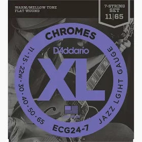 D'Addario ECG24 Chromes Flat Wound Electric Guitar Strings, Jazz Light, 11-50