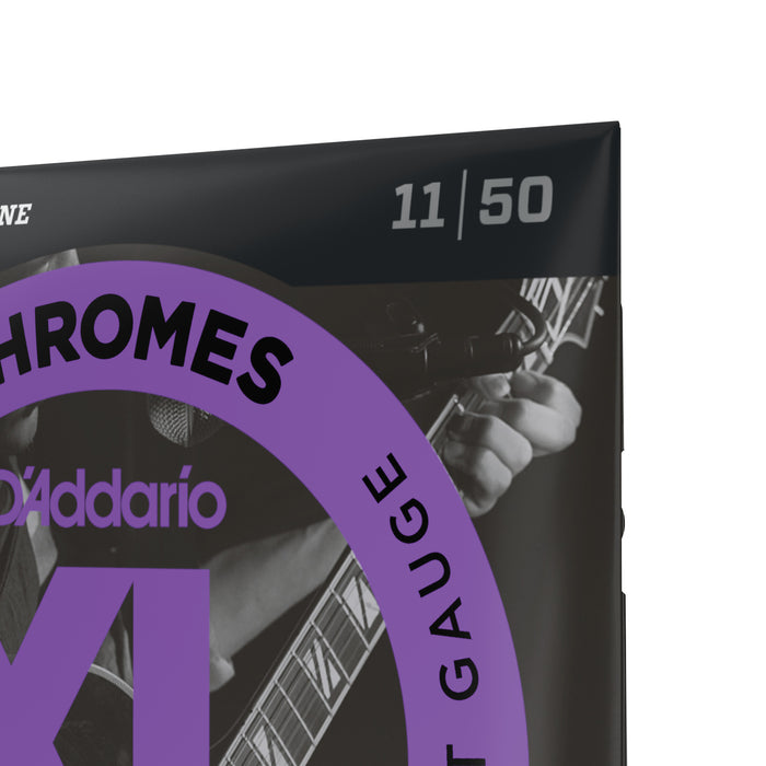 D'Addario ECG24 Chromes Flat Wound Electric Guitar Strings, Jazz Light, 11-50