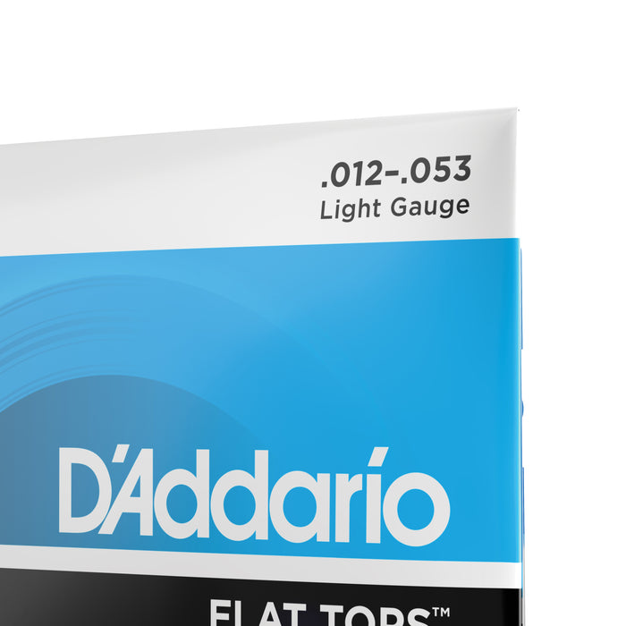 D'Addario EFT16 Flat Tops Phosphor Bronze Acoustic Guitar Strings, Light, 12-53