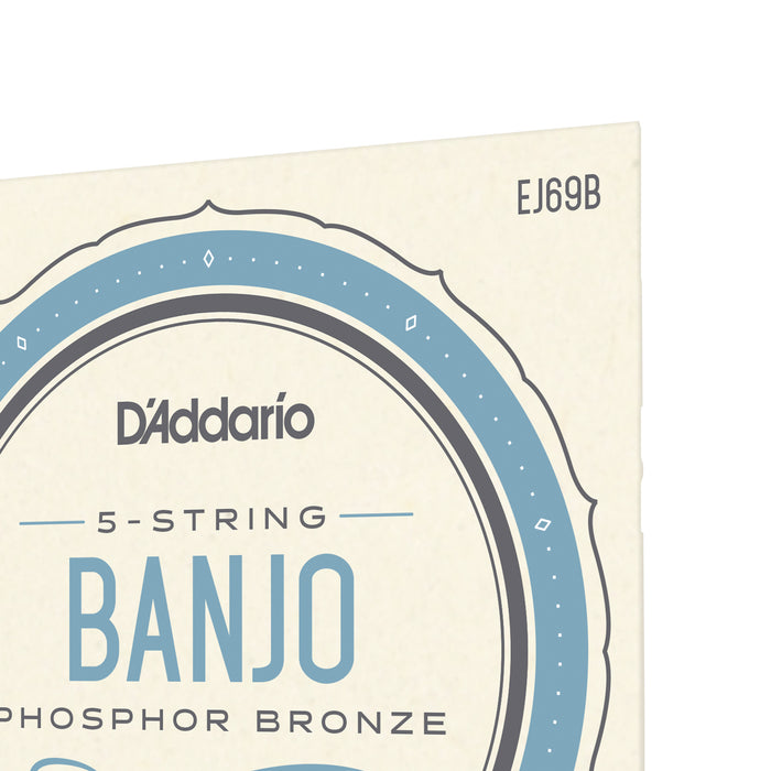D'Addario EJ69 5-String Ball-End Banjo Strings, Phosphor Bronze, Light, 9-20