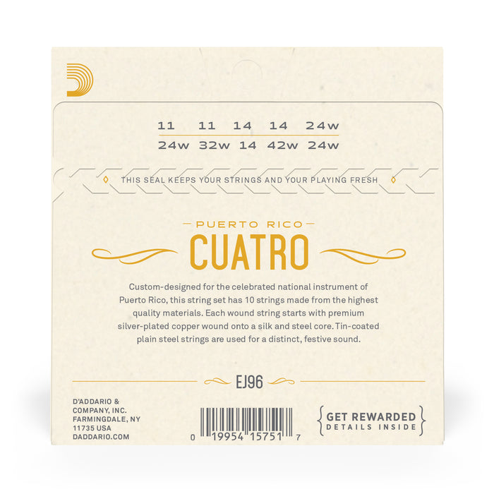D'Addario EJ96 Cuatro-Puerto Rico Strings