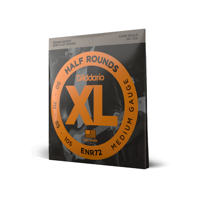 D'Addario ENR72 Half Round Bass Guitar Strings, Medium, 50-105, Long Scale