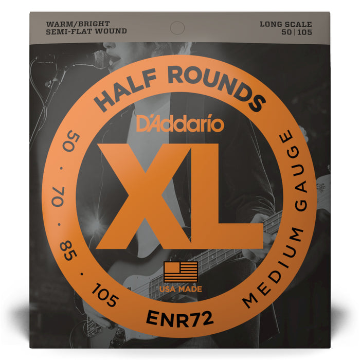 D'Addario ENR72 Half Round Bass Guitar Strings, Medium, 50-105, Long Scale