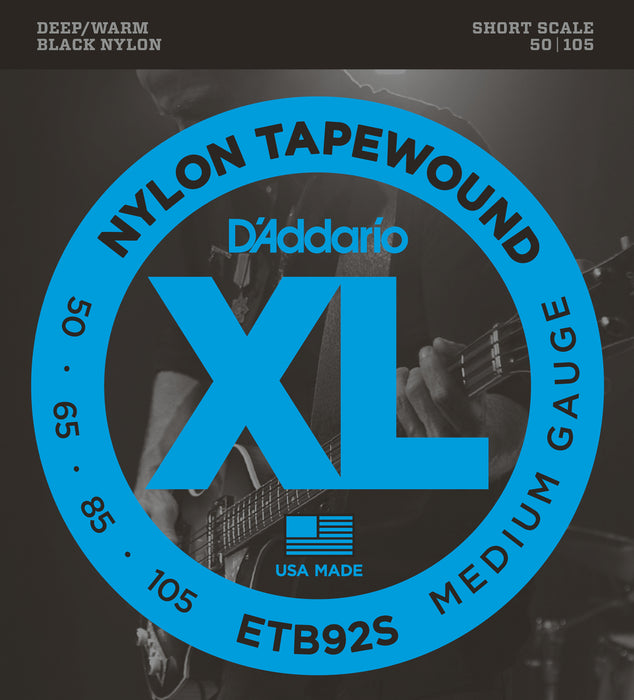 D'Addario ETB92S Tapewound Bass Guitar Strings, Short, 50-105, Short Scale