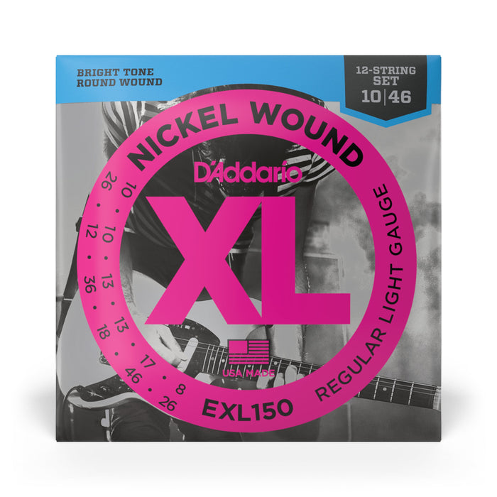 D'Addario EXL150 Nickel Wound Electric Guitar Strings, 12-String, Regular Light, 10-46
