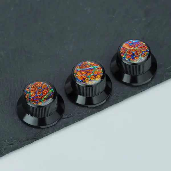 Guyker CBK019A-BK-3PC Knobs Gold Foil Starburst