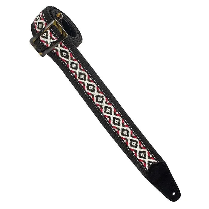 Henry Heller Herringbone -BLK-RED Cotton Strap