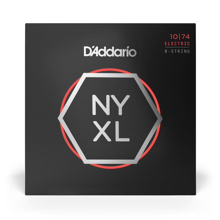 D'Addario NYXL1074 Nickel Wound 8-String Electric Guitar Strings, Light Top / Heavy Bottom, 10-74