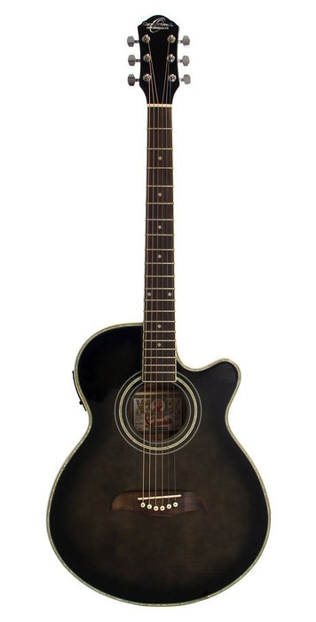 Oscar Schmidt Acoustic Electric Flame Top Trans Black