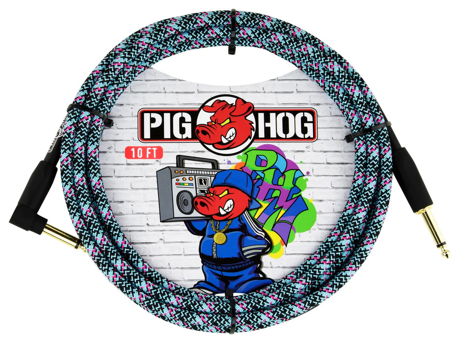 Pig Hog 10' Guitar Cable Blue Graffiti