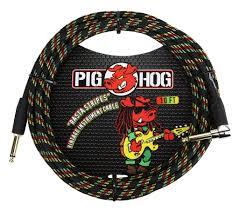 Pig Hog 10' Guitar Cable Rasta Stripes