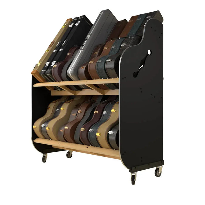 The Session-Pro™ Double-Stack Mobile Guitar & Case Shelf Racks