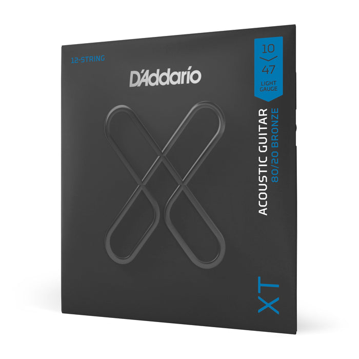 D'Addario XTABR1047-12 XT 80/20 Bronze Acoustic Guitar Strings, 12-String Light, 10-47