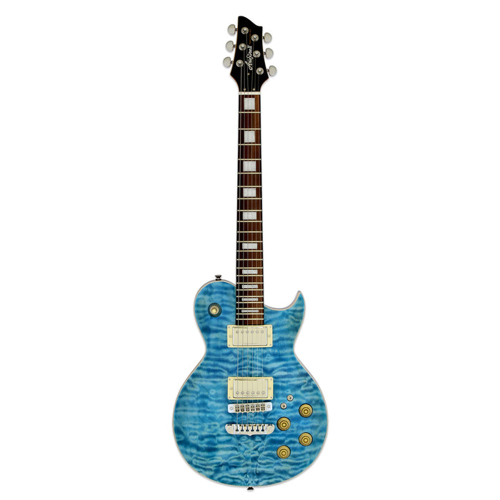 Aria Pro II PE-480 Electric Guitar - See Through Emerald Blue